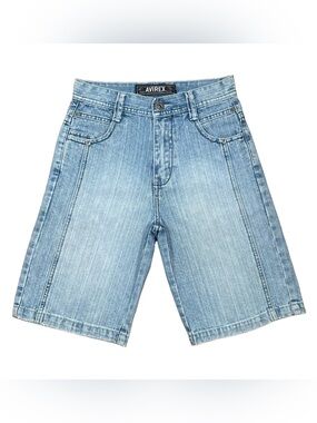 Avirex Boys’ Graphic Light Blue Denim Jean Shorts Sz 8 Casual Streetwear